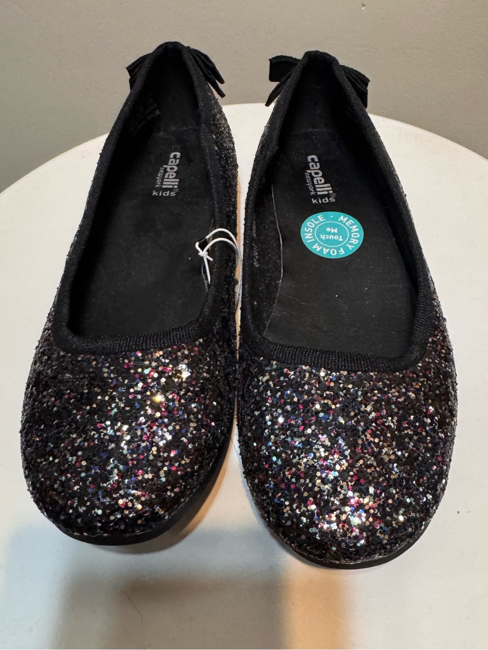 Capelli of New York Black Glitter Kids Ballet Flats